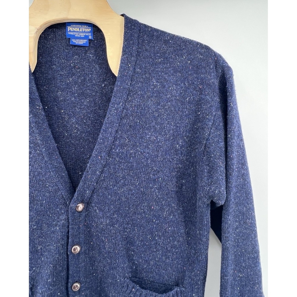 Pendleton Shetland Wool Cardigan Sweater Mens Large Heather Blue Grandpacore